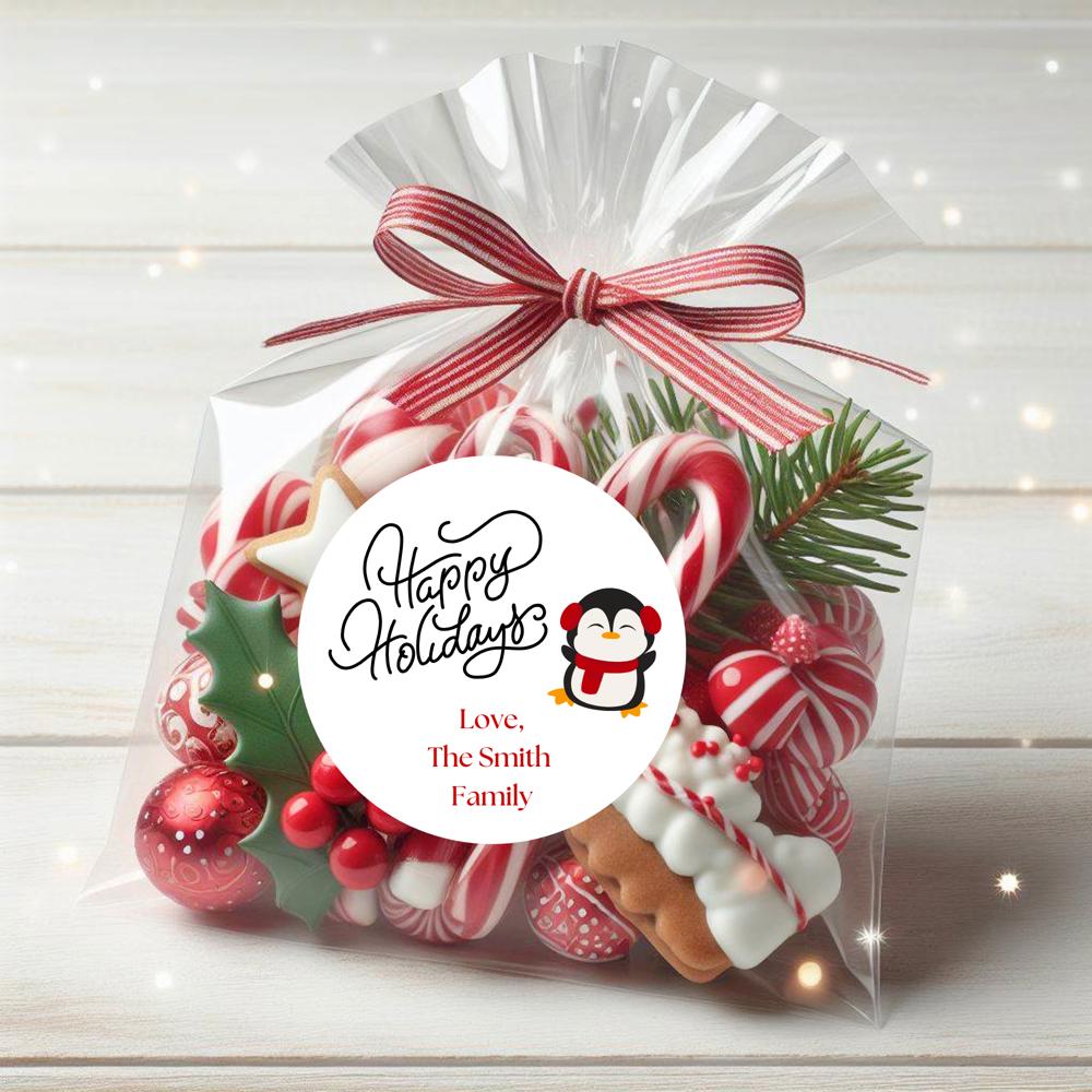 Personalized Holiday Stickers and Treat Bags