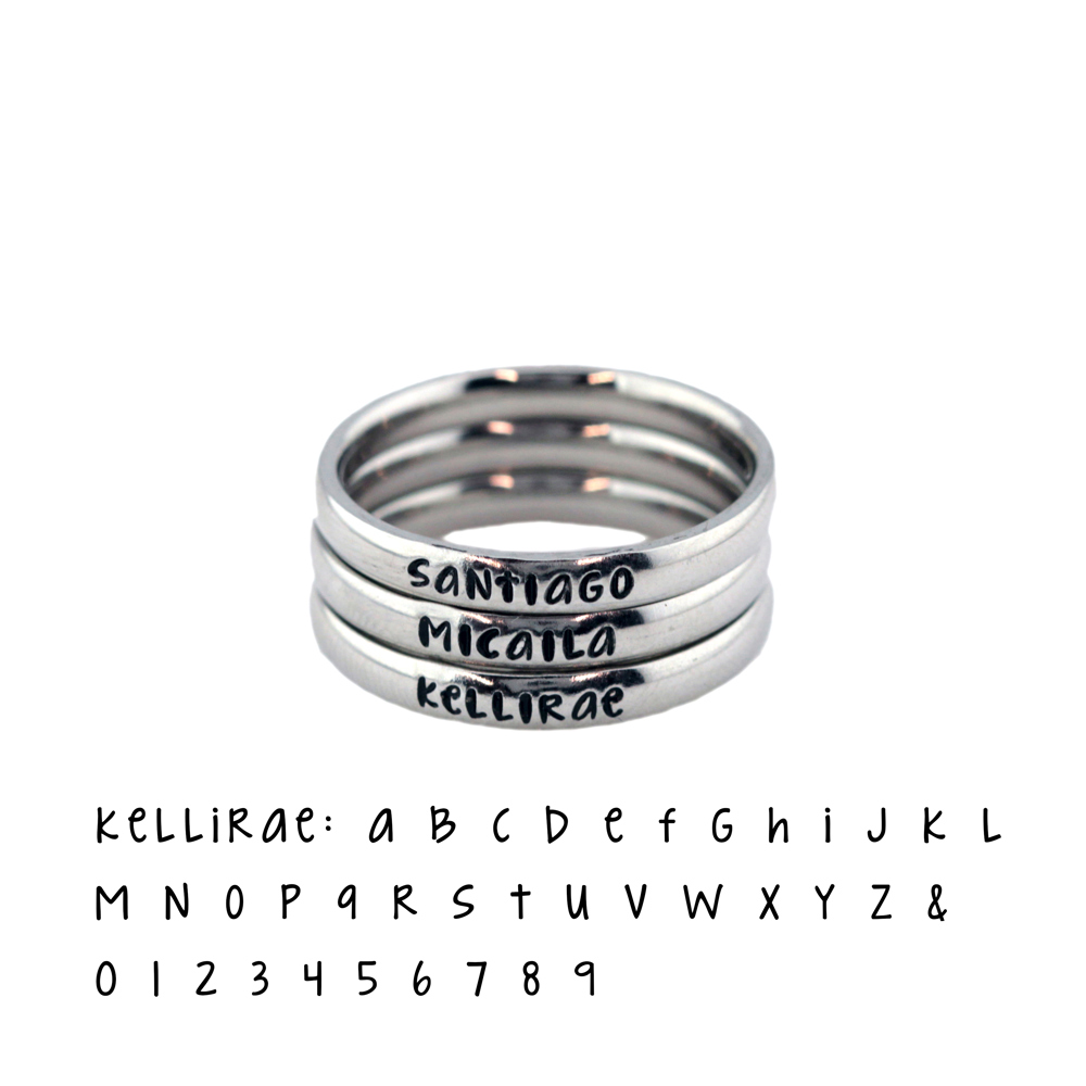 3mm Personalized Stackable Stainless Steel Name Ring(s)