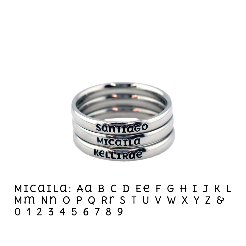 3mm Personalized Stackable Stainless Steel Name Ring(s)