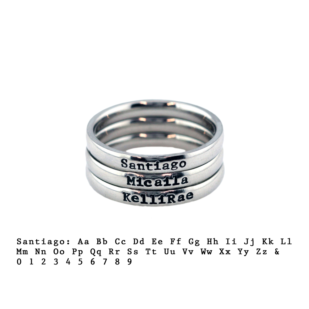 3mm Personalized Stackable Stainless Steel Name Ring(s)