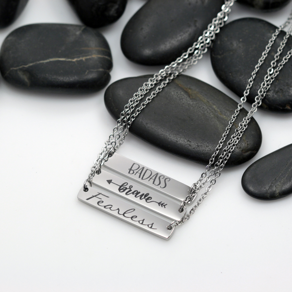 Choose Your Phrase | Motivational Quote Bar Necklace