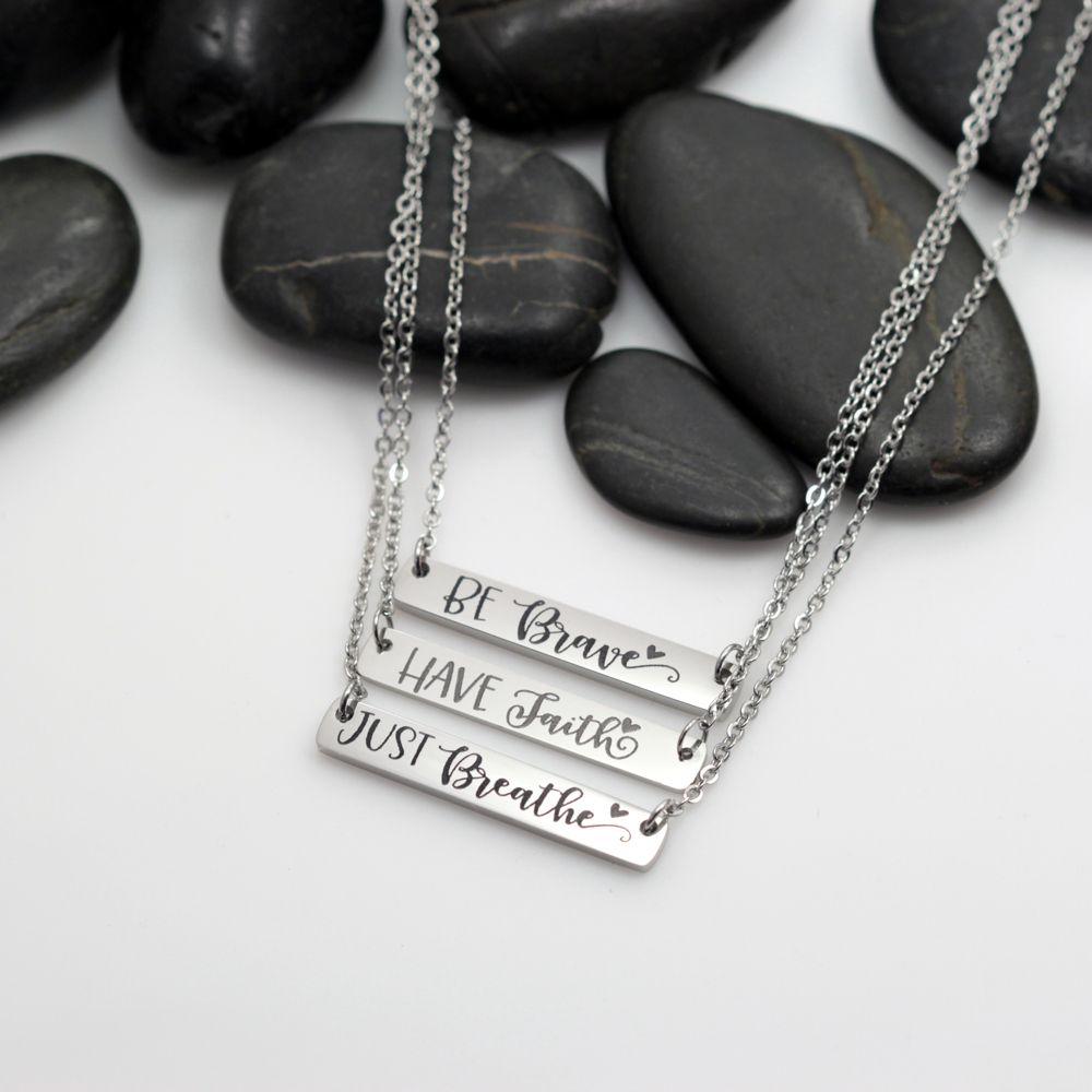 Choose Your Phrase | Motivational Quote Bar Necklace