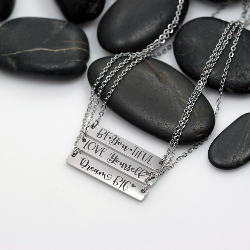 Choose Your Phrase | Motivational Quote Bar Necklace