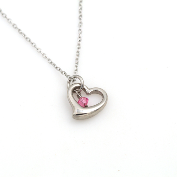 Birthstone HEART Necklace - SMALL