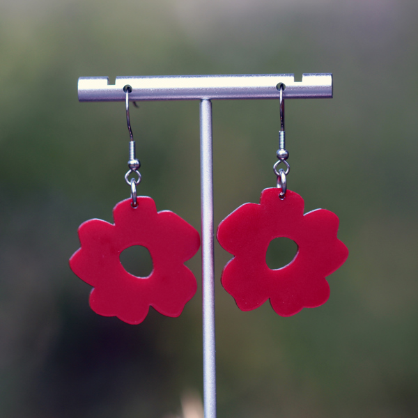 Matte Burgundy | Boho Flower Acrylic Dangle Earrings