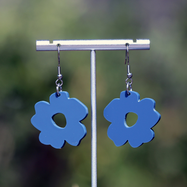 Matte Slate Navy | Boho Flower Acrylic Dangle Earrings