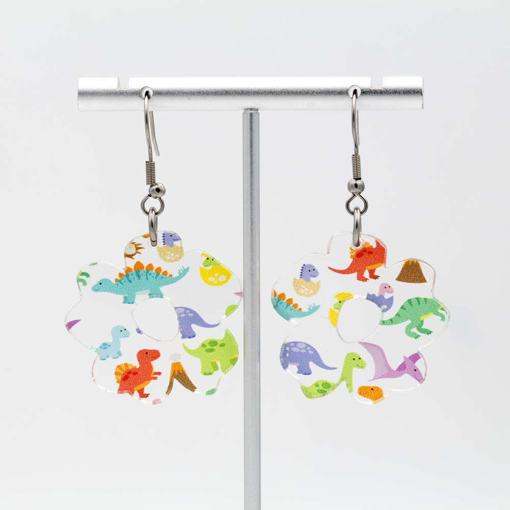 Dinosaur | Boho Flower Acrylic Dangle Earrings