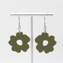  Matte Olive | Boho Flower Acrylic Dangle Earrings