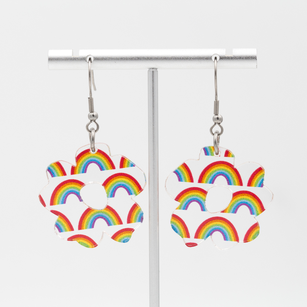 Rainbows | Boho Flower Acrylic Dangle Earrings