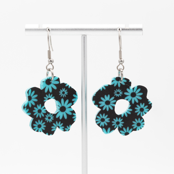 Turquoise Daisy | Boho Flower Acrylic Dangle Earrings