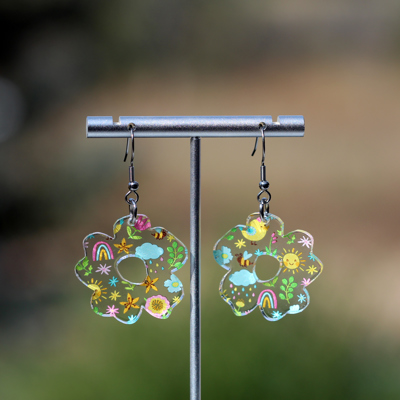 Bright Spring | Boho Flower Acrylic Dangle Earrings