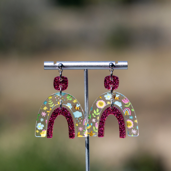 Bright Spring | Boho Rainbow Acrylic Dangle Earrings