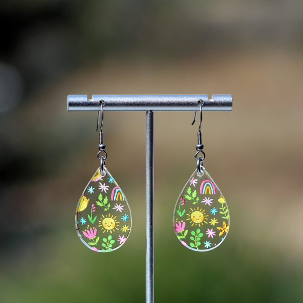 Bright Spring | Teardrop Acrylic Dangle Earrings