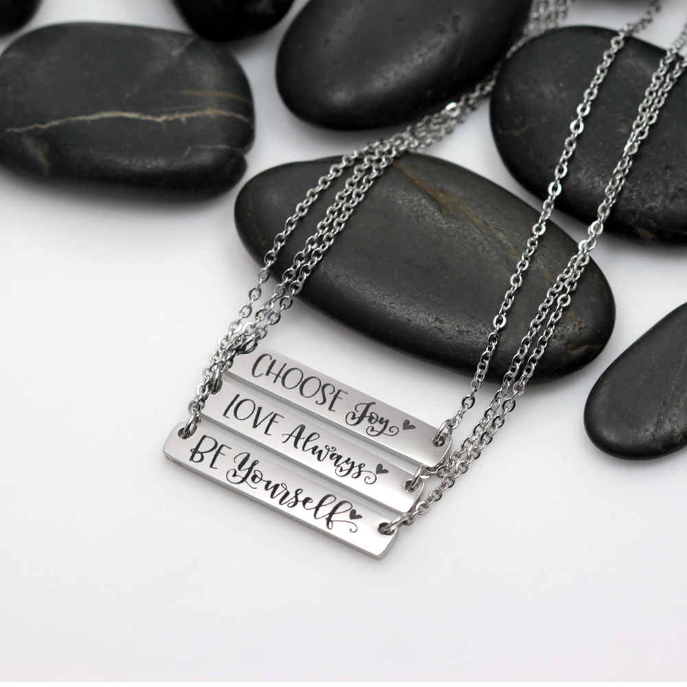 Choose Your Phrase | Motivational Quote Bar Necklace