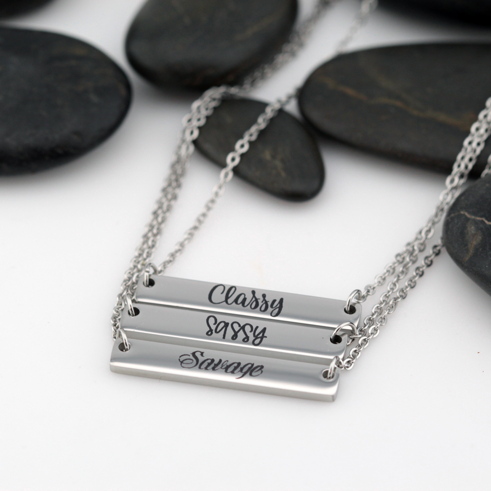 Choose Your Phrase | Motivational Quote Bar Necklace