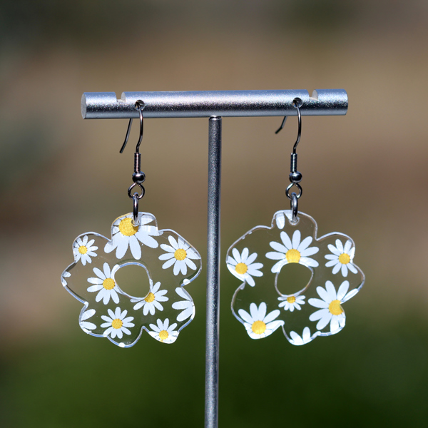 Daisy | Boho Flower Acrylic Dangle Earrings