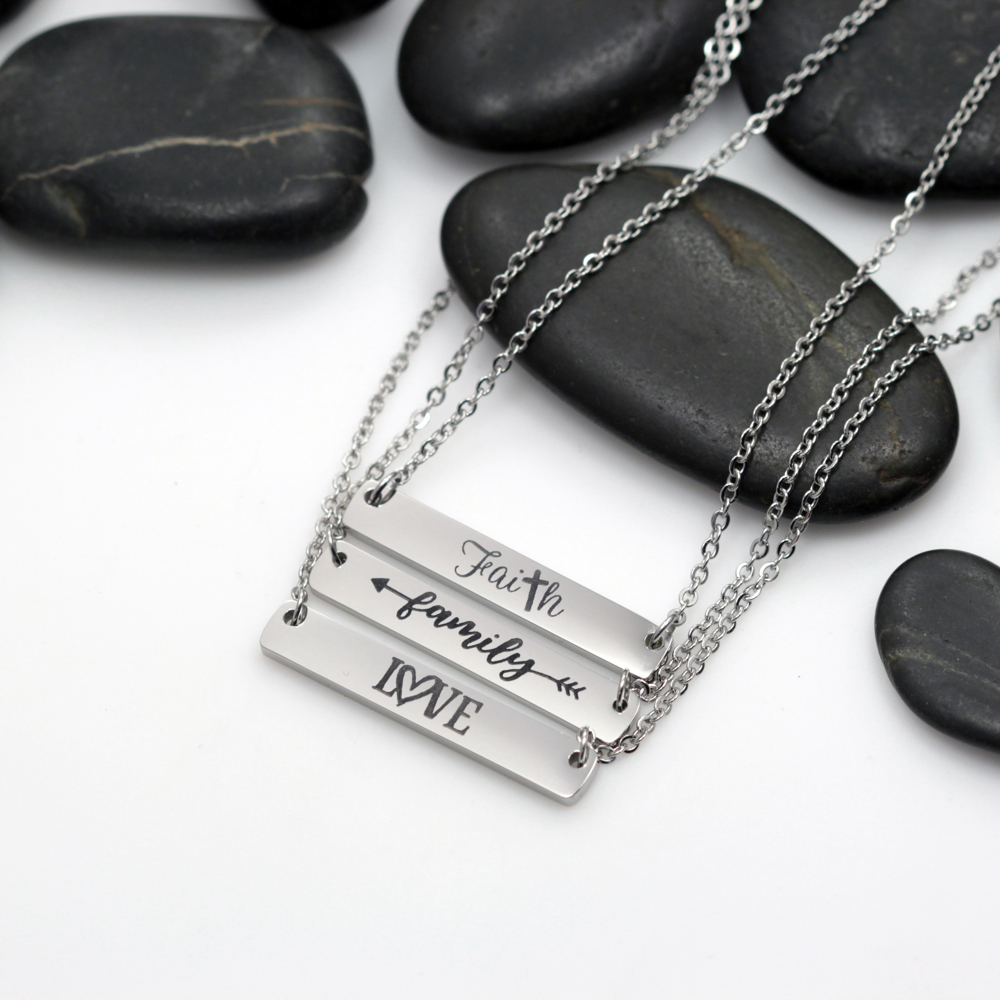 Choose Your Phrase | Motivational Quote Bar Necklace