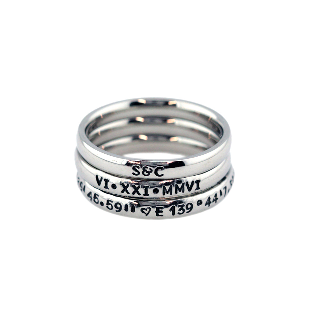 3mm Personalized Stackable Stainless Steel Name Ring(s)