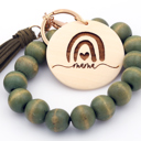  Olive Wood Keychain Wristlet With Engraved Disc