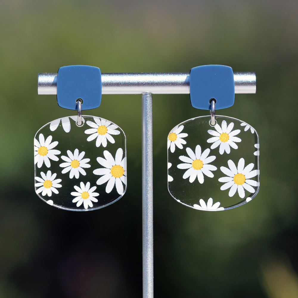 Daisy | Rounded Square Acrylic Dangle Earrings