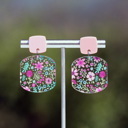  Spring Floral | Rounded Square Acrylic Dangle Earrings