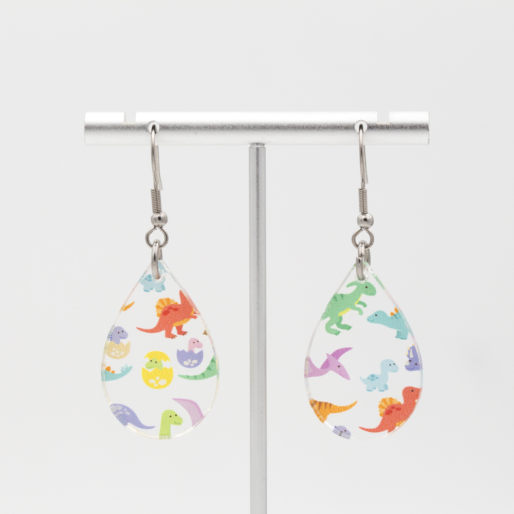 Dinosaur | Teardrop Acrylic Dangle Earrings