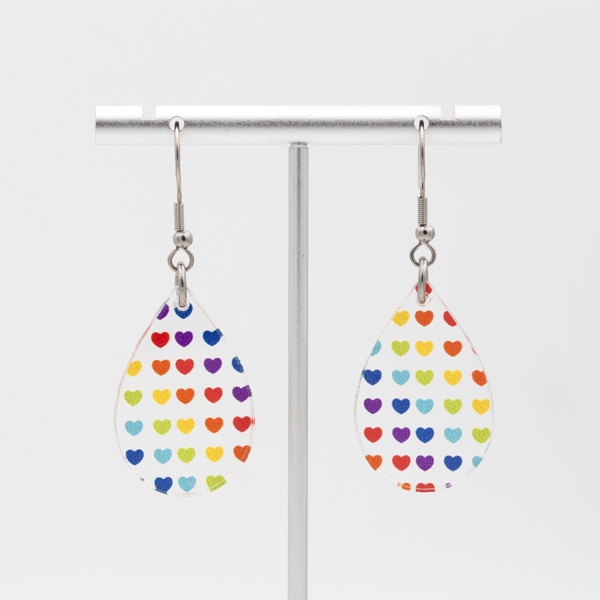 Rainbow Hearts | Teardrop Acrylic Dangle Earrings