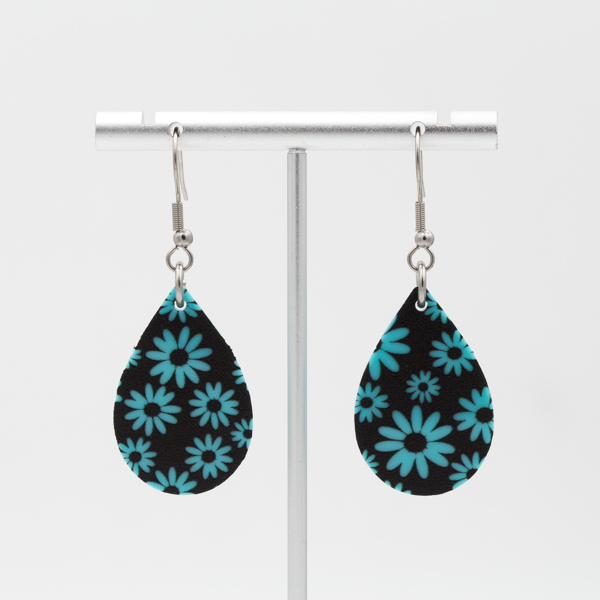 Turquoise Daisy | Teardrop Acrylic Dangle Earrings