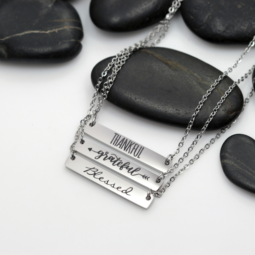 Choose Your Phrase | Motivational Quote Bar Necklace