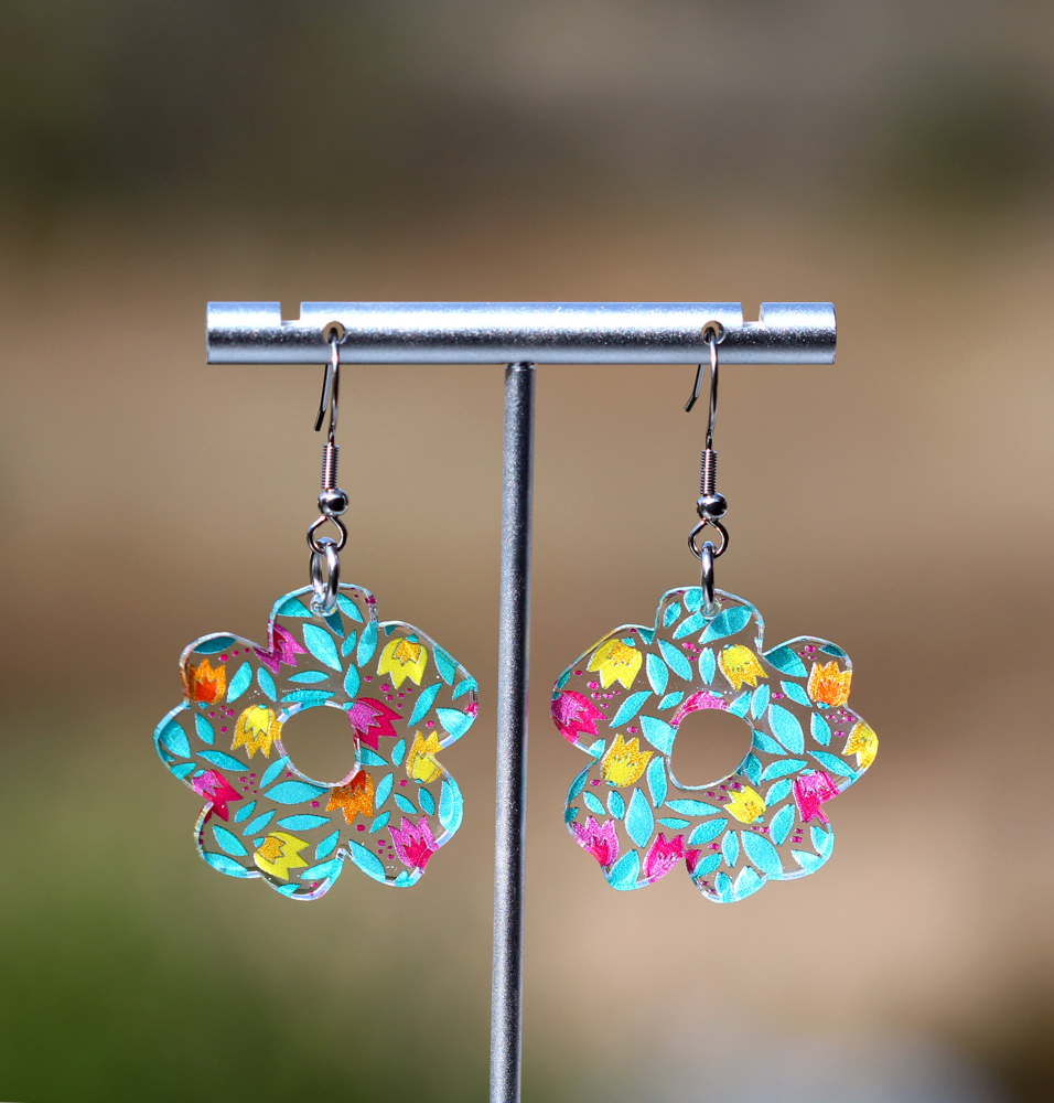 Tulips | Boho Flower Acrylic Dangle Earrings