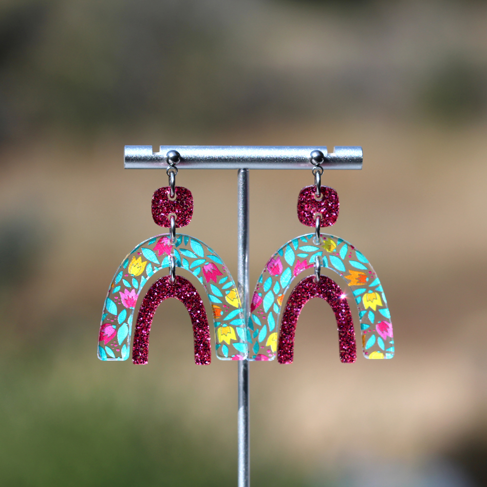 Tulips | Boho Rainbow Acrylic Dangle Earrings