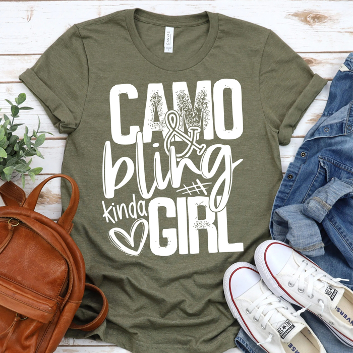 Camo And Bling Kinda Girl | Graphic Tee