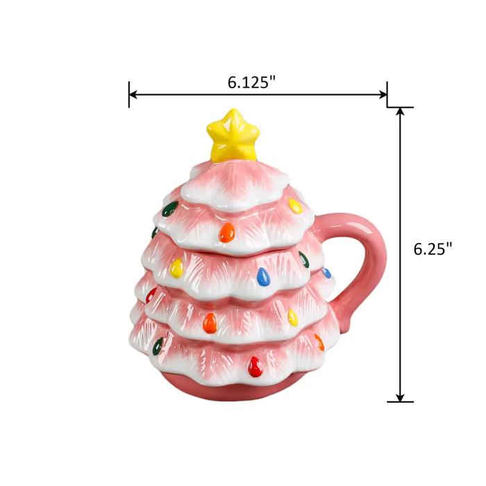 18 OZ Xmas Tree Ceramic Mug w Lid