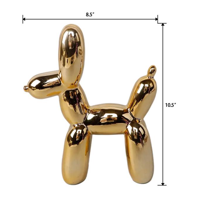 11"H Metallic Gold Ceramic Balloon Dog