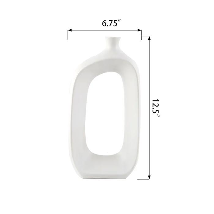 12.5" Modern Open Oval Ceramic Decorative Accent