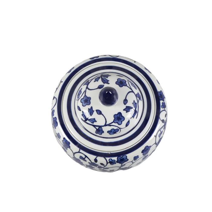 Blue & White Floral Ceramic Ginger Jar - Peony