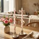  Valentine Taper Candles with Raised Red Hearts - Set of 2