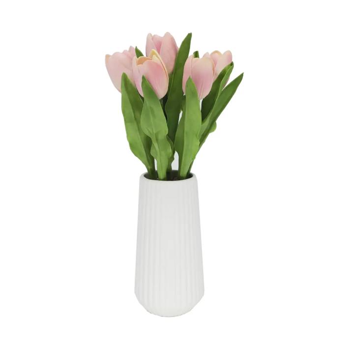 16" Pink Real-touch Tulips in Vase 