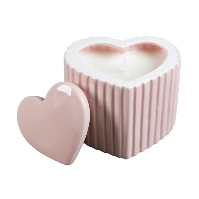 4.25" Ceramic Heart Candle (11.5 oz) - Vanilla Cloud