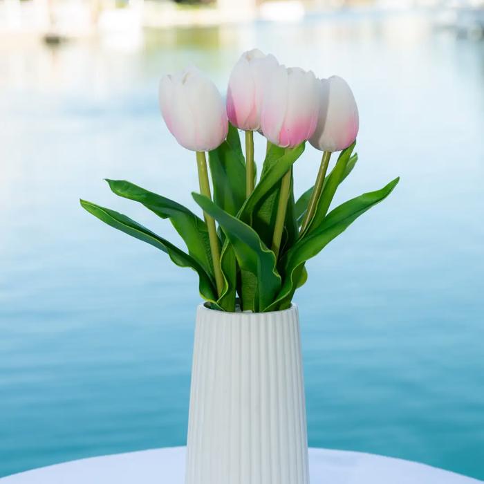 16" Pink Real-touch Tulips in Vase 