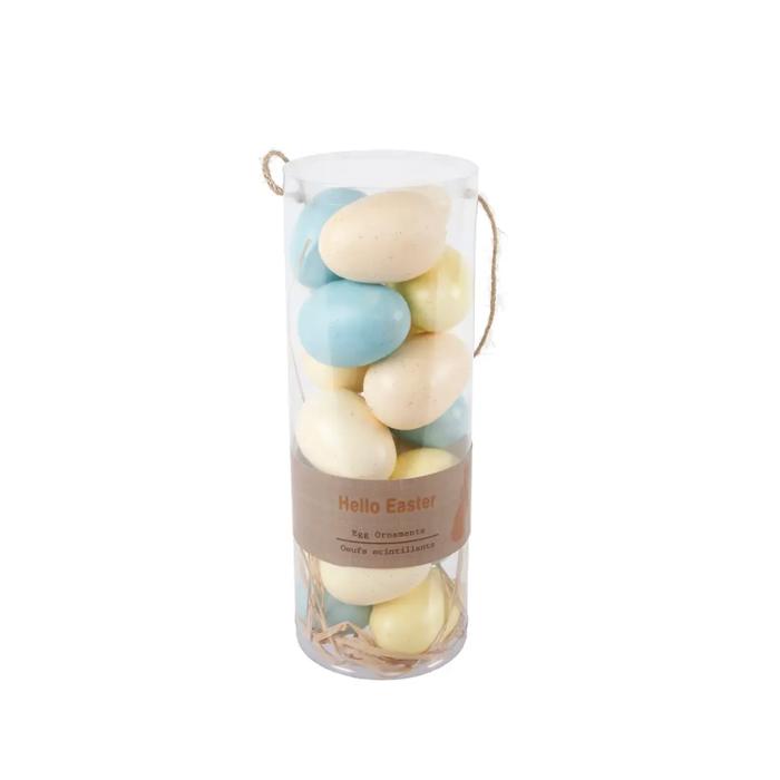 Hello Easter Egg Ornaments in Clear Cylinder