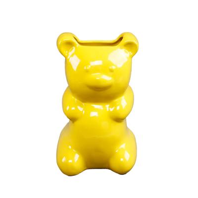 6.75"H Yellow Gummy Bear Ceramic Vase 