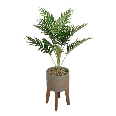 36" Palm in Olive Cement Planter 