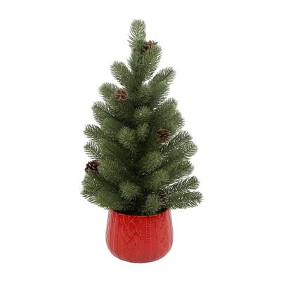 24" Tree Red Sweater Planter