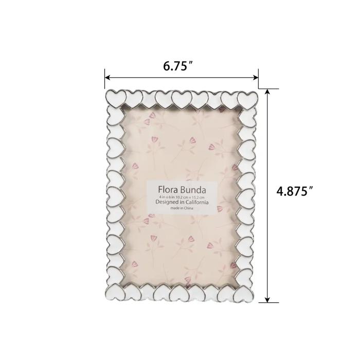 4x6 White Heart Zinc Alloy Frame