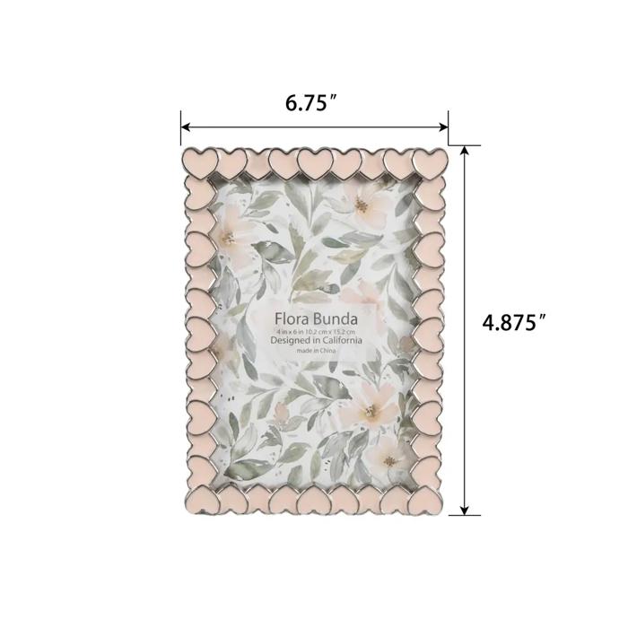 4x6 White Heart Zinc Alloy Frame