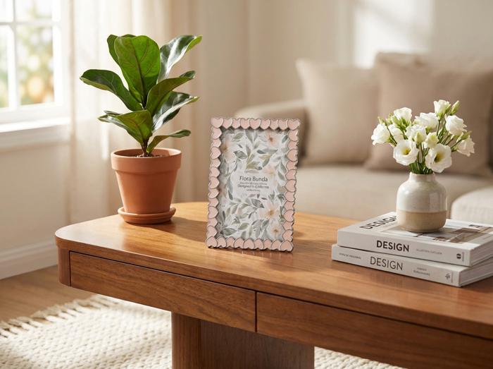 4x6 White Heart Zinc Alloy Frame