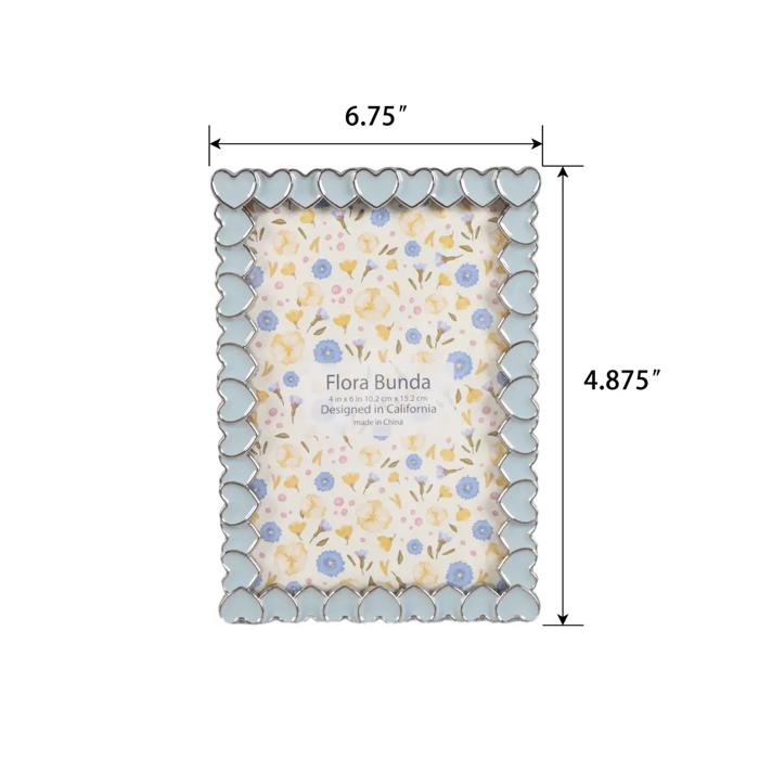 4x6 White Heart Zinc Alloy Frame