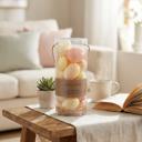 Pink Hello Easter Egg Ornaments in Clear Cylinder