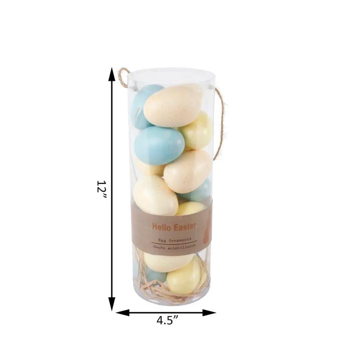 Hello Easter Egg Ornaments in Clear Cylinder
